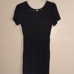 Chic Black Long Dress With Pockets - Size S